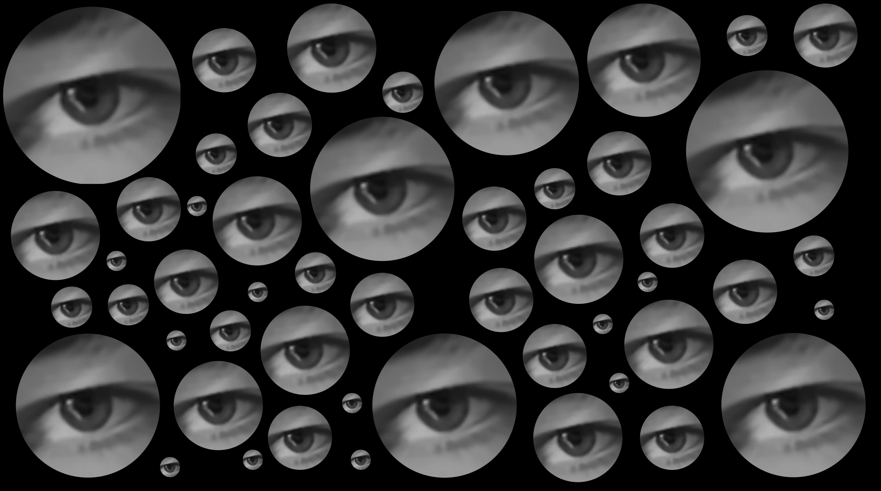 Eye-capture installation — first iteration with 50 circles